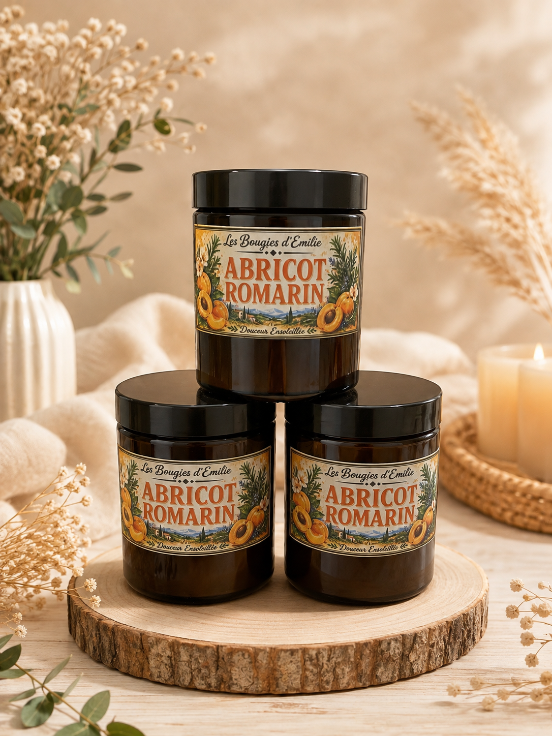 Bougie abricot romarin 150g