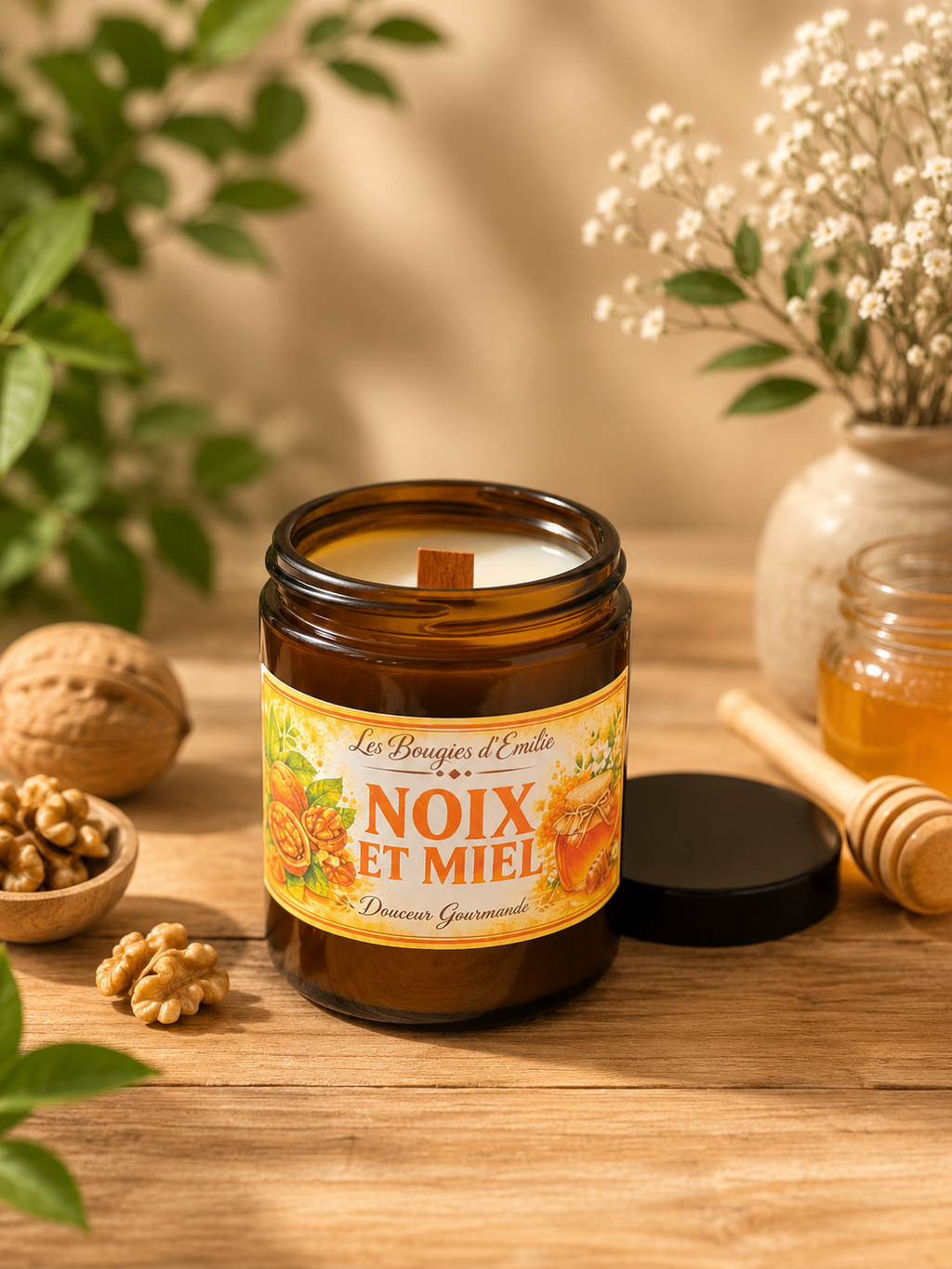 Bougie noix et miel 🍯 150g